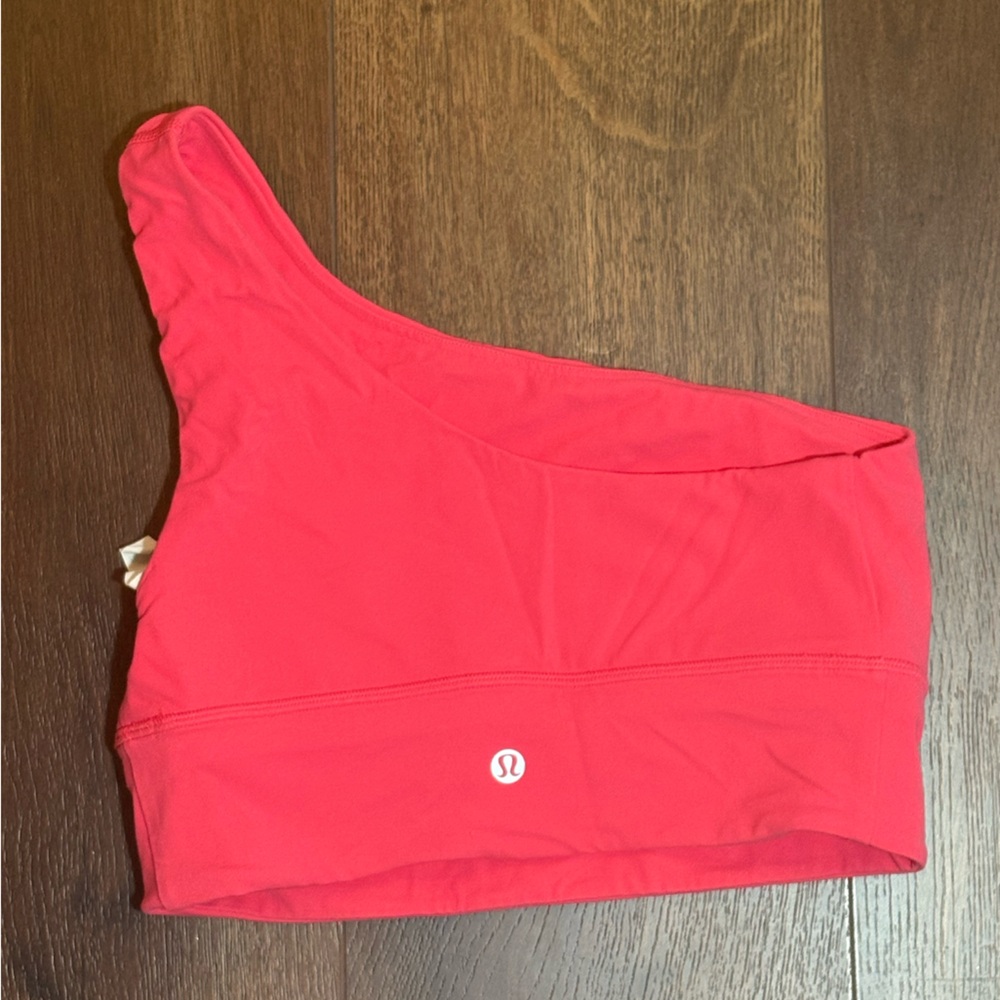 hot pink lulu one shoulder sports bra